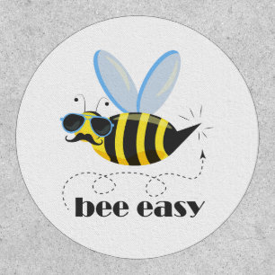 Bee character with mustache sunglasses Bee Easy Patch