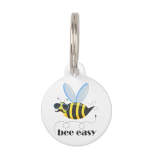 Bee character with mustache sunglasses Bee Easy Pet ID Tag
