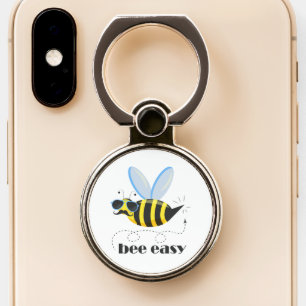 Bee character with mustache sunglasses Bee Easy Phone Ring Stand