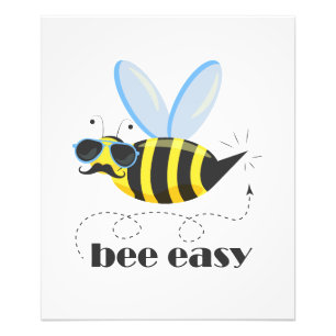 Bee character with mustache sunglasses Bee Easy Photo Print