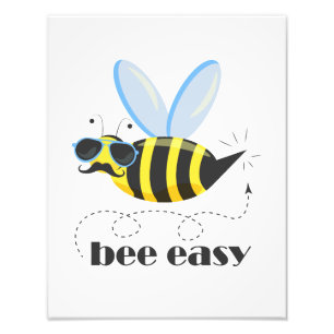 Bee character with mustache sunglasses Bee Easy Photo Print
