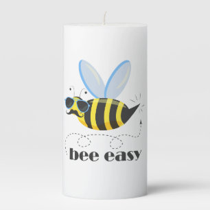 Bee character with mustache sunglasses Bee Easy Pillar Candle