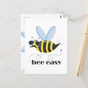 Bee character with mustache sunglasses Bee Easy Postcard