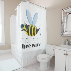 Bee character with mustache sunglasses Bee Easy Shower Curtain
