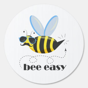 Bee character with mustache sunglasses Bee Easy Sign