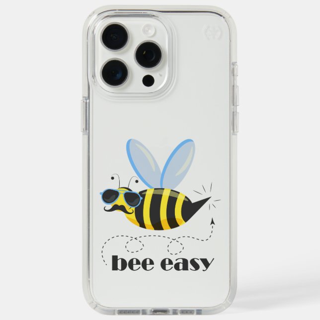 Bee character with mustache sunglasses Bee Easy Speck iPhone Case (Front (White Titanium))