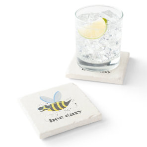 Bee character with mustache sunglasses Bee Easy Stone Coaster