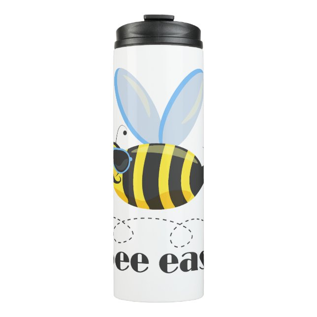 Bee character with mustache sunglasses Bee Easy Thermal Tumbler (Front)