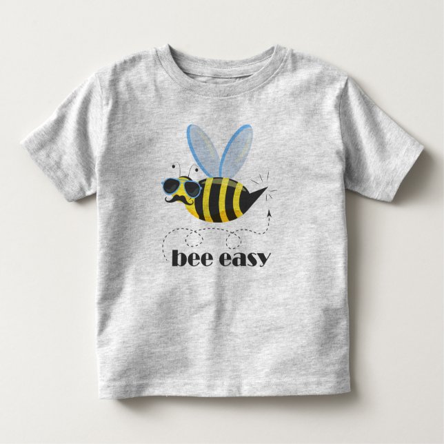 Bee character with mustache sunglasses Bee Easy Toddler T-shirt (Front)