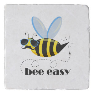 Bee character with mustache sunglasses Bee Easy Trivet