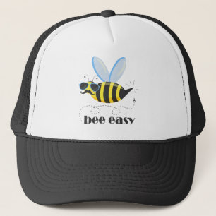Bee character with mustache sunglasses Bee Easy Trucker Hat