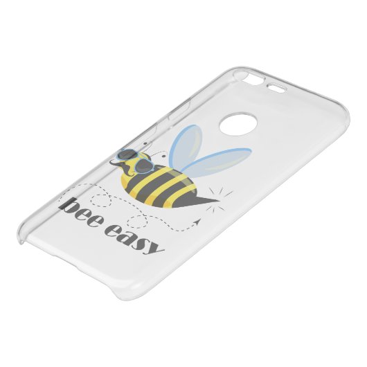 Bee character with mustache sunglasses Bee Easy Uncommon Google Pixel Case (Bottom)