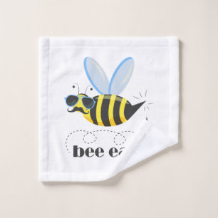 Bee character with mustache sunglasses Bee Easy Wash Cloth
