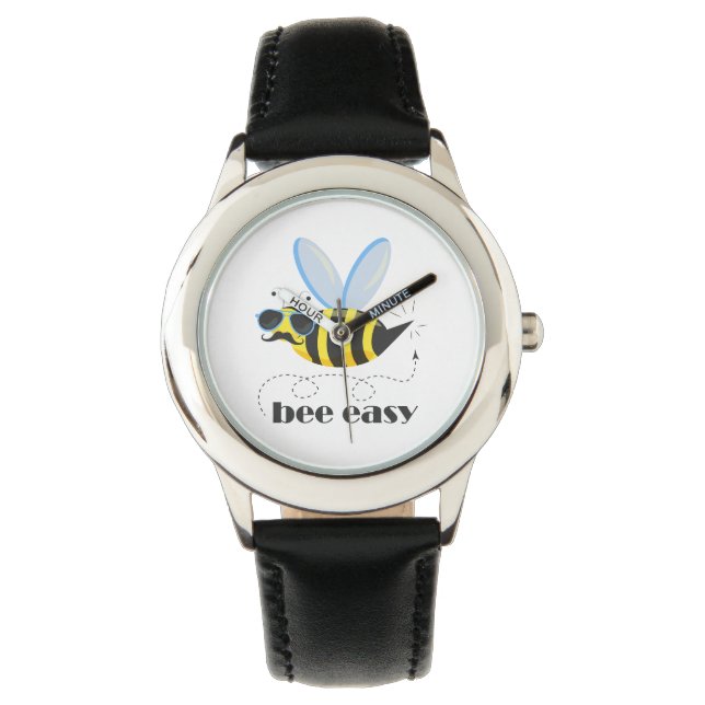 Bee character with mustache sunglasses Bee Easy Watch (Front)