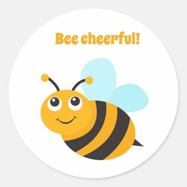 Bee cheerful   classic round sticker (Front)