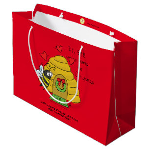 Bee Christmas Cartoon Large Gift Bag