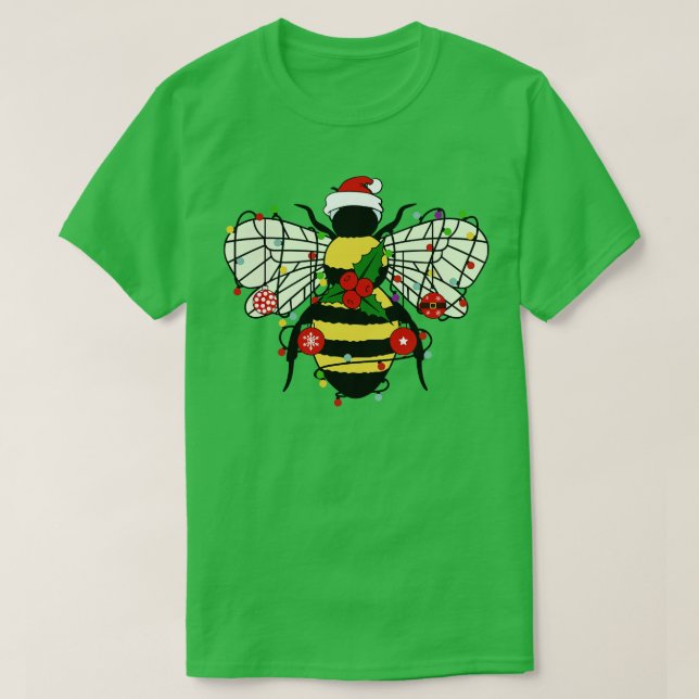 Bee Christmas Tree Xmas Lights Funny Bee Lover Chr T-Shirt (Design Front)