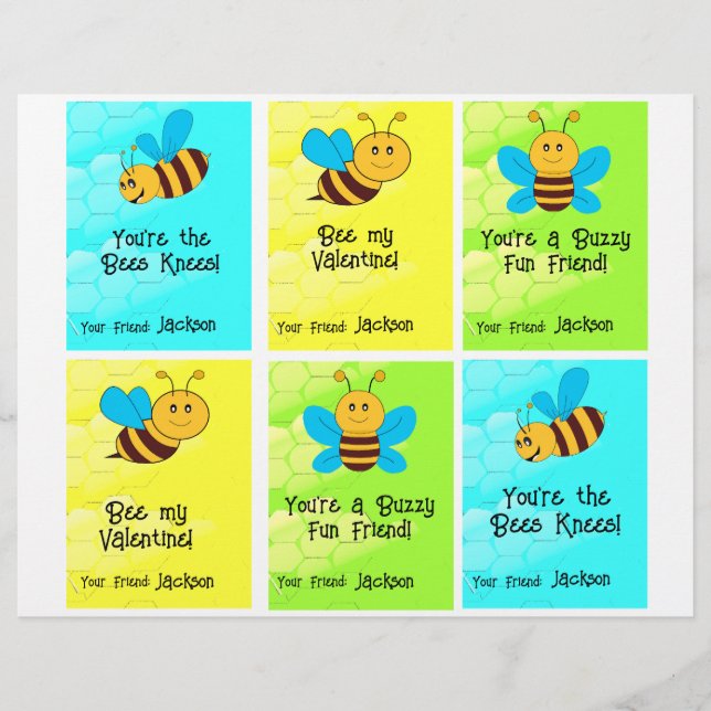 Bee Class Cards 6 Personalize Name (Front)