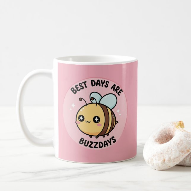 Bee Coffee Mug – Cute Kawaii Bumblebee (With Donut)