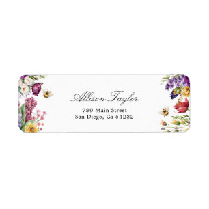 Bee Colorful Floral Baby Shower Address Label