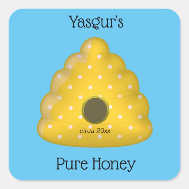 Bee Cool Bee Hive Pure Honey Square Sticker (Front)