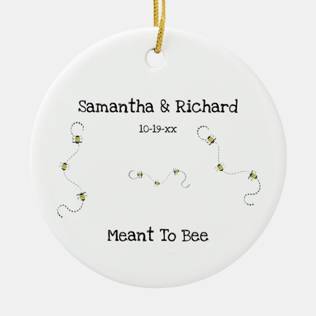 Bee Cool Customizable Text Meant To Bee Ceramic Ornament (Front)