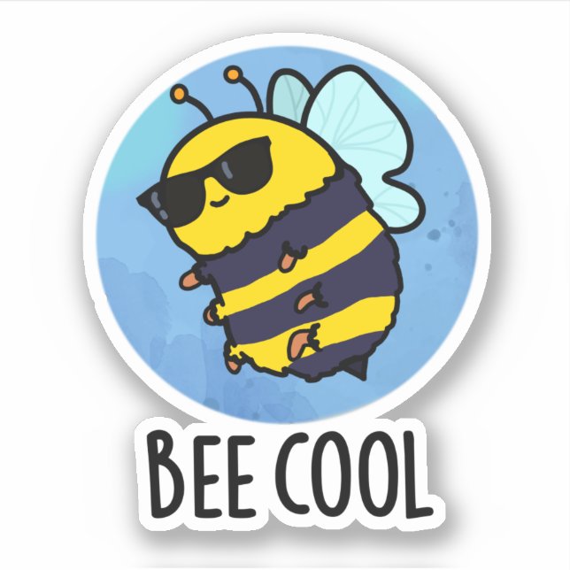 Bee Cool Funny Insect Bee Pun  Sticker (Front)
