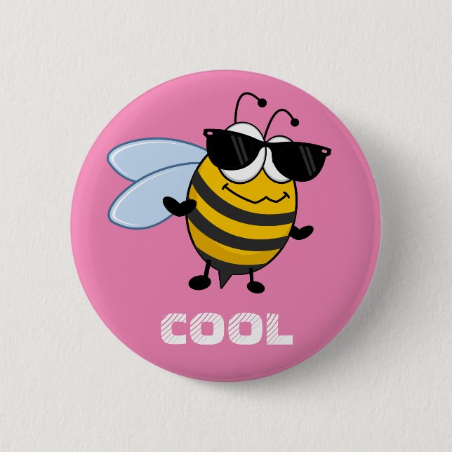 Bee Cool | Funny Trendy Bee Customizable Button (Front)