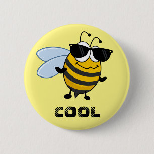 Bee Cool Funny Trendy Bee Customizable Button