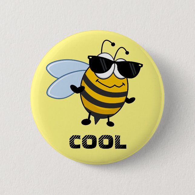 Bee Cool | Funny Trendy Bee Customizable Button (Front)