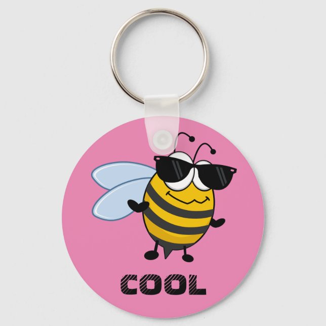 Bee Cool | Funny Trendy Bee Customizable Keychain (Front)