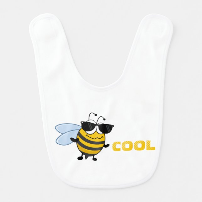 Bee Cool | Funny Trendy Bee Personalized Baby Bib (Front)