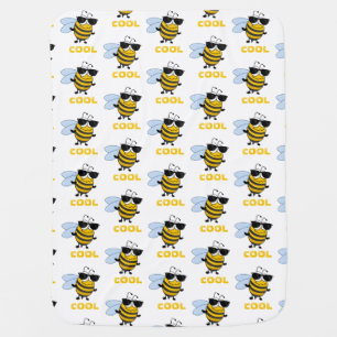 Bee Cool   Funny Trendy Bee Personalized Baby Blanket