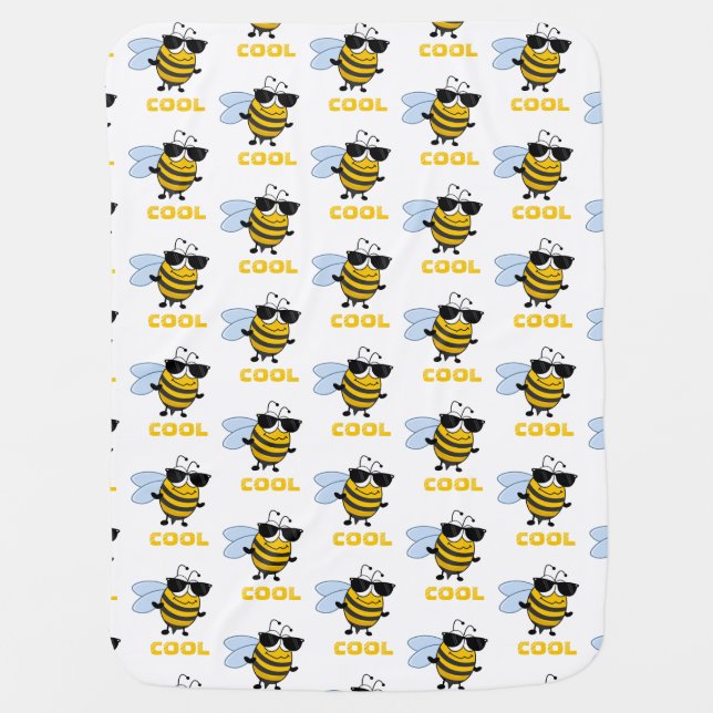 Bee Cool | Funny Trendy Bee Personalized Baby Blanket (Front)