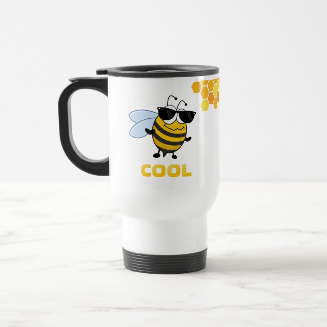 Bee Cool | Funny Trendy Bee Personalized Travel Mug (Left)