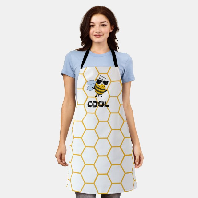 Bee Cool | Funny Trendy Bee Personalized Women's Apron (Worn)