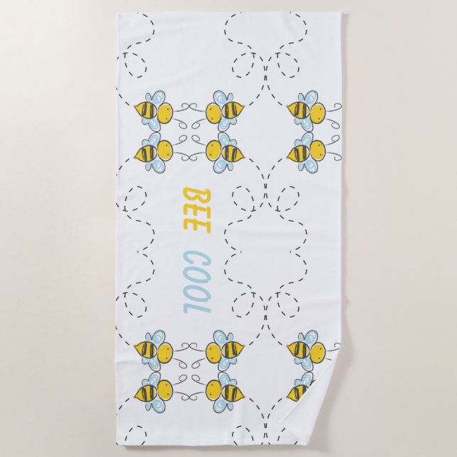 Bee Cool Personalized Beach Towel (Front)