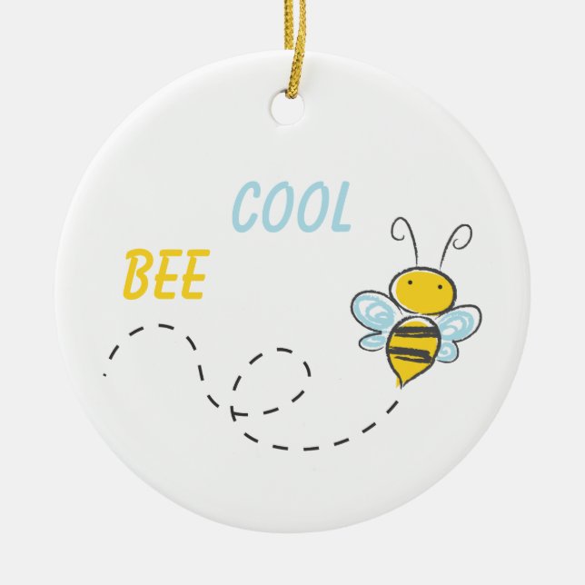 Bee Cool Personalized Ceramic Ornament (Front)