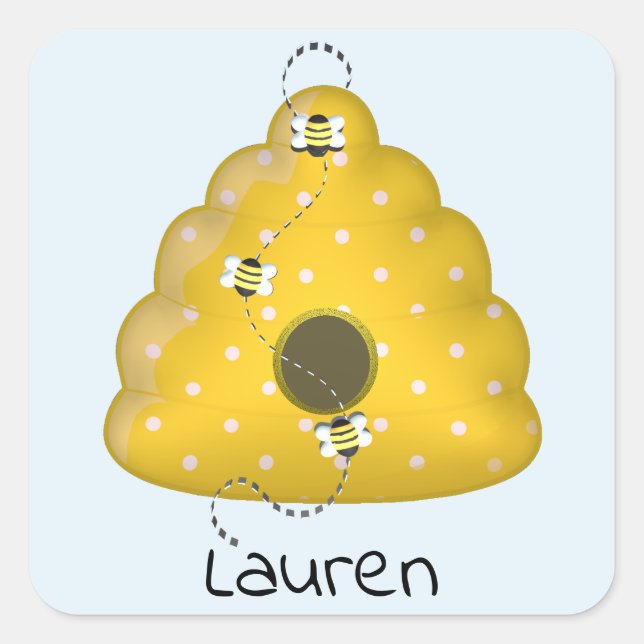 Bee Cool with Bee Hive Square Sticker (Front)