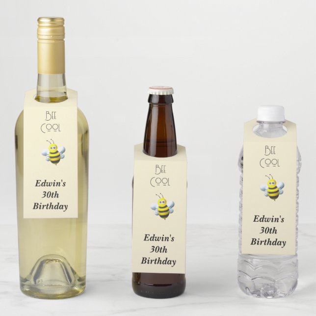 Bee Cool with Bumblebee Customizable Bottle Hanger Tag (In Situ)