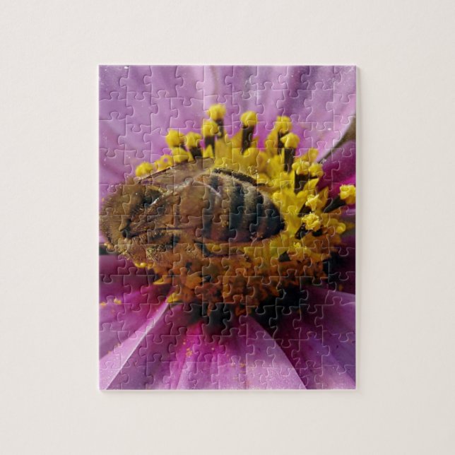 Bee Cosmo, Honey Bee and Cosmo Flower Jigsaw Puzzle (Vertical)