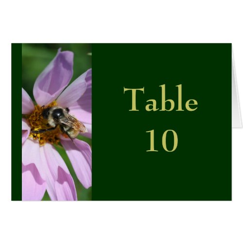 Bee Cosmos Flower Wedding Table Number Card