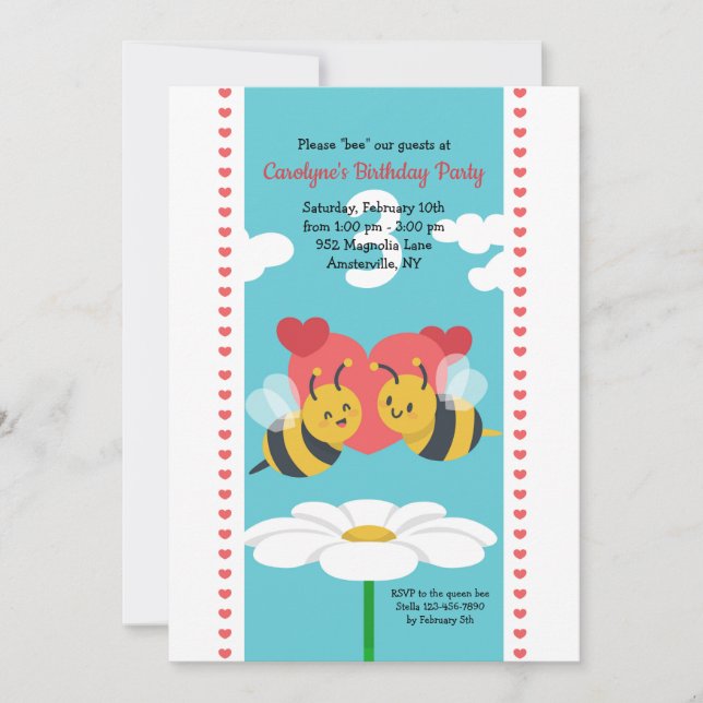 Bee Couple Birthday Party Invitations (Front)