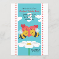 Bee Couple Birthday Party Invitations