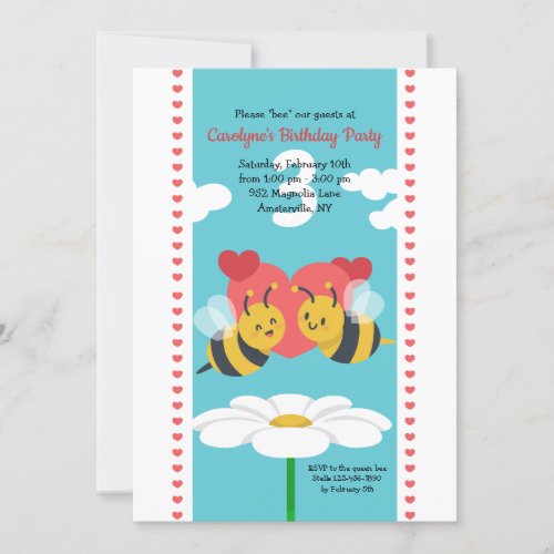 Bee Couple Birthday Party Invitations