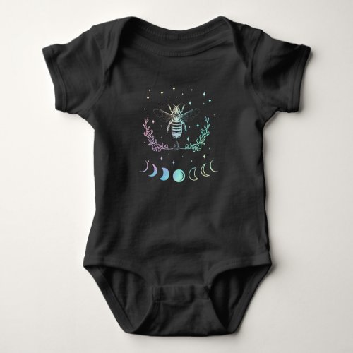 Bee Crescent Moon Wicca Pastel Goth Insect Witchy Baby Bodysuit