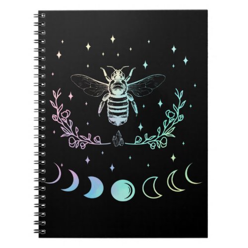 Bee Crescent Moon Wicca Pastel Goth Insect Witchy Notebook