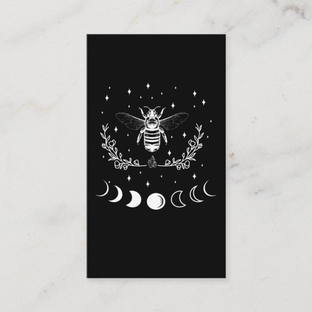 Bee Crescent Moon Witchcraft Wicca Goth Insect Business Card (Front)