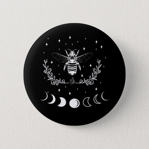 Bee Crescent Moon Witchcraft Wicca Goth Insect Button