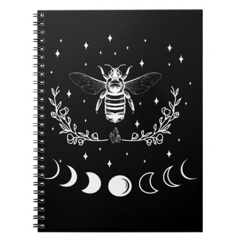 Bee Crescent Moon Witchcraft Wicca Goth Insect Notebook